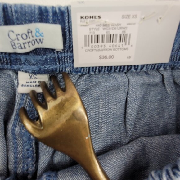 Croft & Barrow Capri Womens XS Crop Blue Denim Jeans Pants Pull On Elastic - Picture 4 of 13
